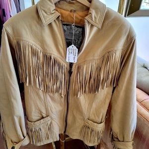 Vintage leather fringe jacket